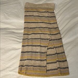 Buffalo David Bitton Striped Knit Midi Skirt in Beige, Yellow, Black